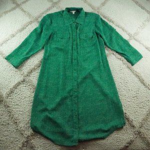 Cabi Shirt Dress Womens Medium Green Spotted
